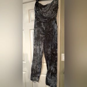 Cotton tye dye strapless jumper pants with pockets size large